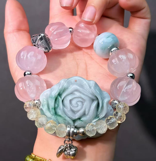 012 Rose Quartz Jadeite Citrine Jewelry Magnetic Feng Shui Bracelet Gift