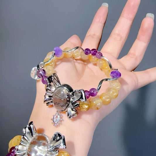 007 Rutilated Quartz Clear Quartz AmethystLucky Charm Bracelet 2025 Energy High Quality Fashion Feng Shui Bracelet Gift Bead Bracelet Jewelry