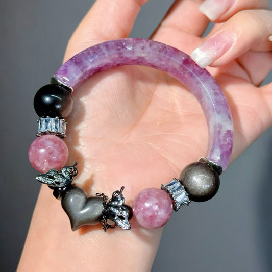 016 Lepidolite Obsidian Bracelet 2025 Energy High Quality Fashion Jewelry Feng Shui Bead Bracelet Gift
