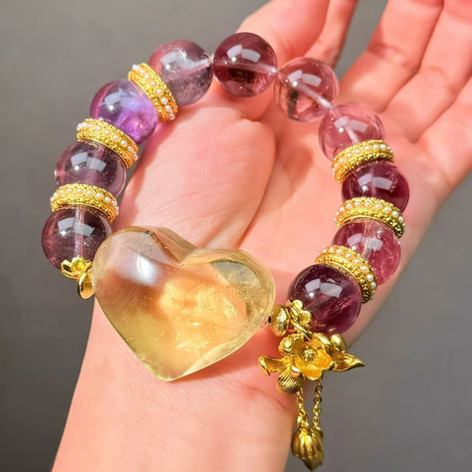 017 Amethyst Citrine bracelet energy high quality fashion jewelry magnetic beads bracelet gift