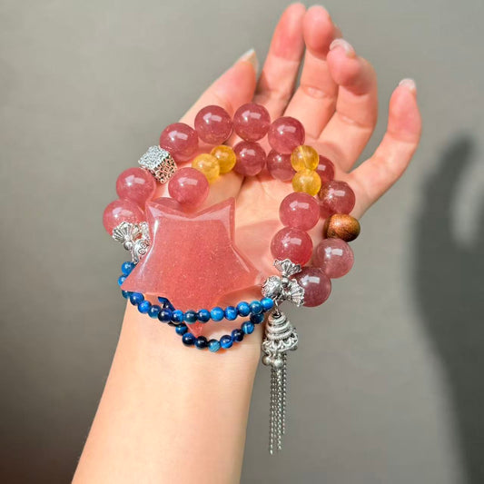 009 Strawberry Quartz Fluorite Bracelet Energy High Quality Fashion Jewelry Feng Shui Magnetic Beads Bracelet Gift