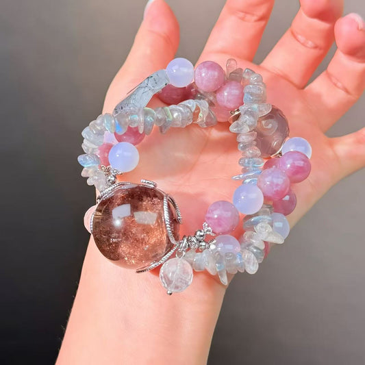 044 Azeztulite Rose Quartz Agate bracelet lucky charm bracelet high quality energy fashion magnetic feng shui bracelet