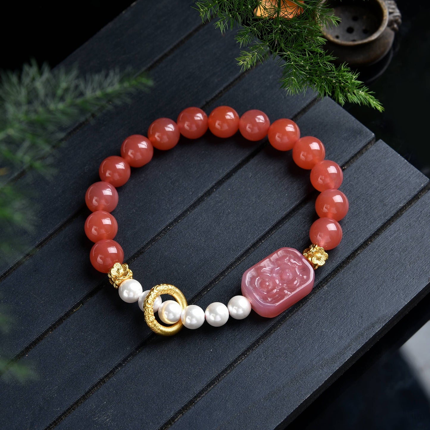 Lucky Bracelet 2023 Salt Source Agate Bracelet Female Lucky Stone Bead Bracelet Rosary Energy Feng Shui Gift