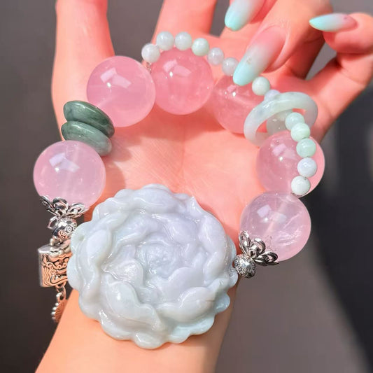 014 Rose quartz  jadeite Bracelet 2025 Energy High Quality Fashion Jewelry Feng Shui Beads Magnetic Gift
