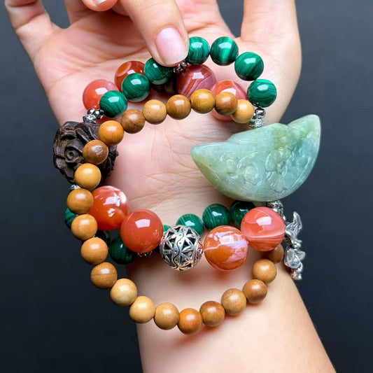 031 Jadeite Agate Malachite Bracelet High Quality Energy Fashion Jewelry Feng Shui Magnetic Beads Bracelet Gift
