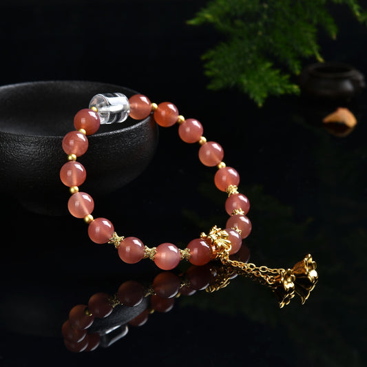 yanyuan agate Clear Quartz rose pendant bracelet