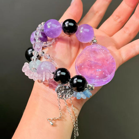 012 Amethyst Tourmaline Aquamarine Bracelet Energy High Quality Fashion Jewelry Feng Shui Beads Magnetic Gift