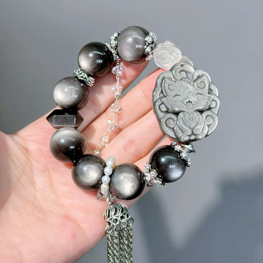 019 Obsidian Clear Quartz Pearl high quality lucky charm bracelet 2025 energy feng shui magnetic fashion jewelry beads bracelet gift