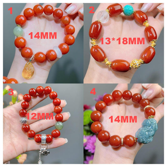 004 High Quality South Red Agate Bracelet Combination Link, Lucky Charm Bracelet 2025 Energy Magnetic Bead Bracelet Gift