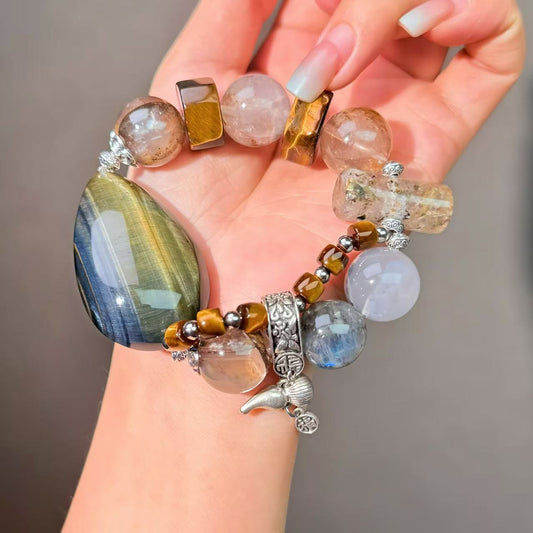 018 Dendritic Quartz Tiger's Eye Labradorite  Bracelet High Quality Energy Magnetic  Bracelet Gift