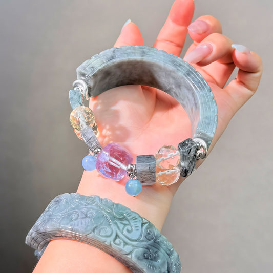 012 Jadeite Amethyst Rutilated q Bracelet Energy High Quality Fashion Jewelry Feng Shui Beads Magnetic Gift