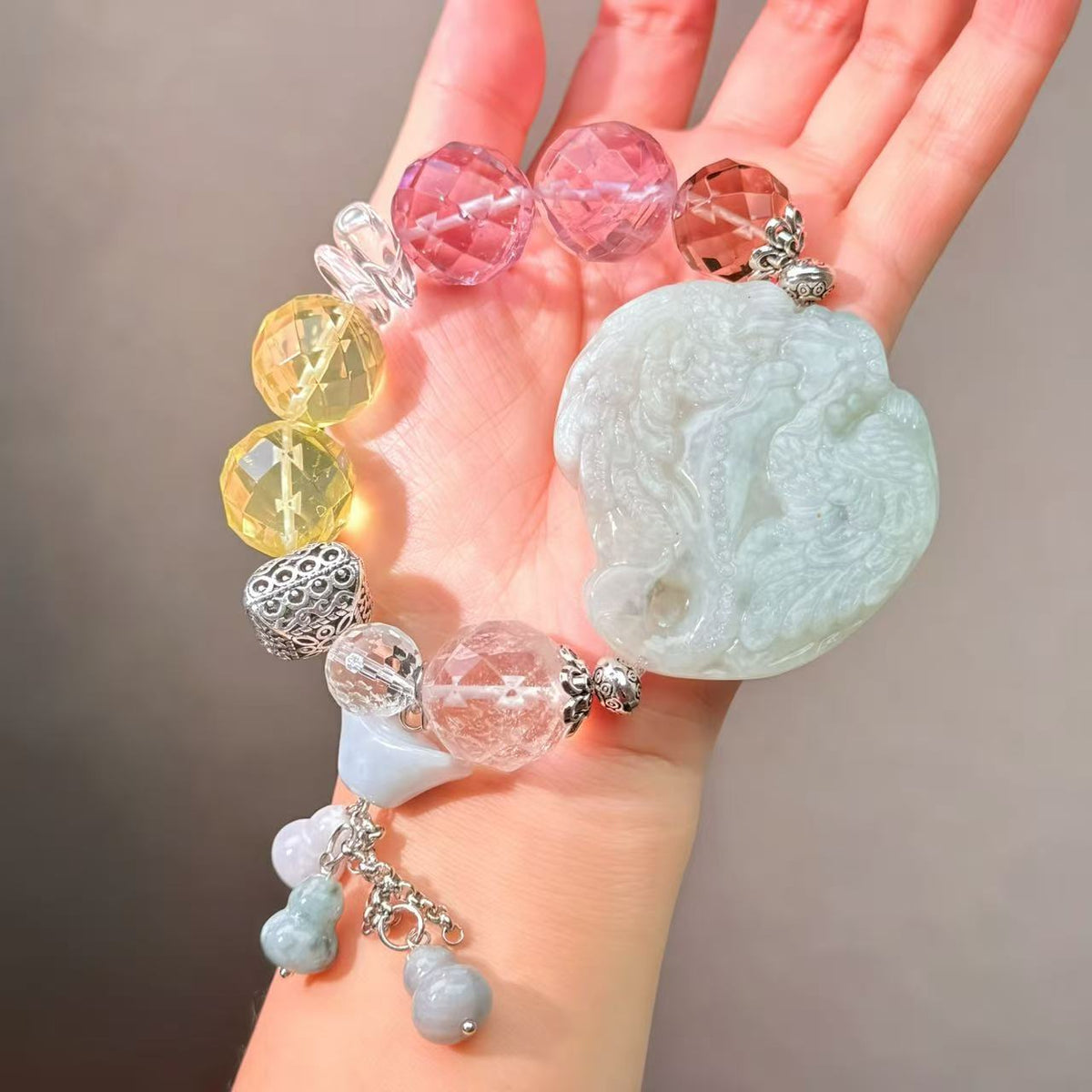 072 Jadeite Citrine Amethyst Bracelet Crystal Bracelet Gift