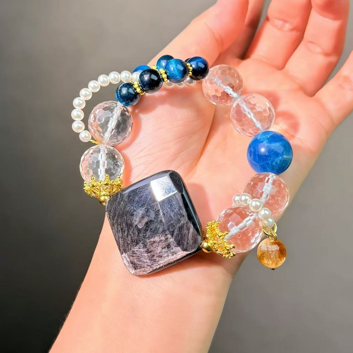 047 Hypersthene Clear Quartz Tiger's Eye Bracelet High Quality Zirconia Lucky Charm Bracelet