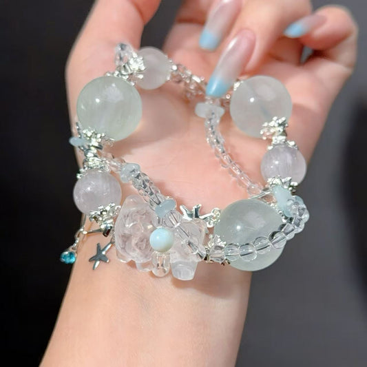 073 Fluorite Clear Quartz bracelet mens energy feng shui 12MM bead stone business bracelet