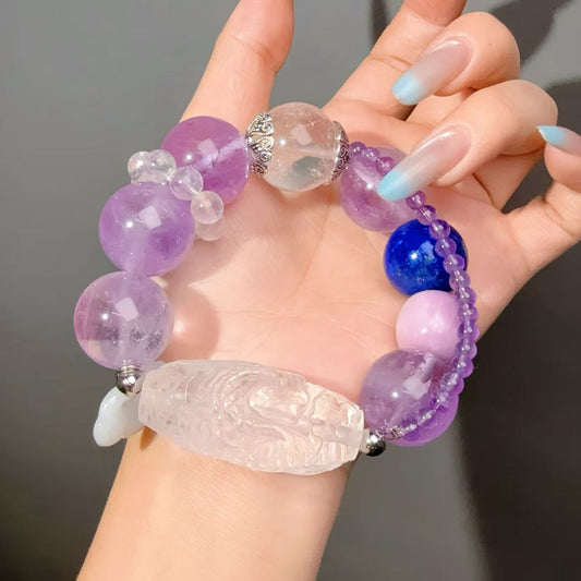 003 Amethyst Clear Quartz Lapis Lazuli Bracelet 2025 Energy Beads Bracelet Fashion Magnetic Crystal Jewelry