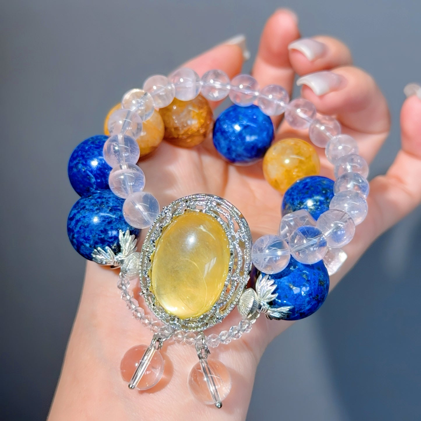 070 Lepidolite Lapis Lazuli Hematoid Q Bracelet 2025 Energy High Quality Fashion Bead Bracelet Magnetic Feng Shui Bracelet