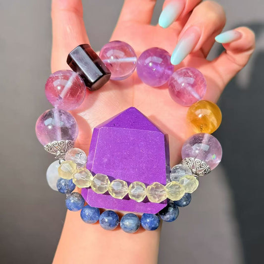 022 Phosphosiderite Amethyst Citrine Bracelet Energy High Quality Fashion Jewelry Magnetic Beads Bracelet Gift