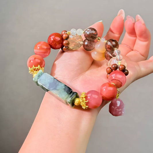 036 Jadeite Agate Citrine Bracelet Energy High Quality Fashion Jewelry Beads Bracelet Gift