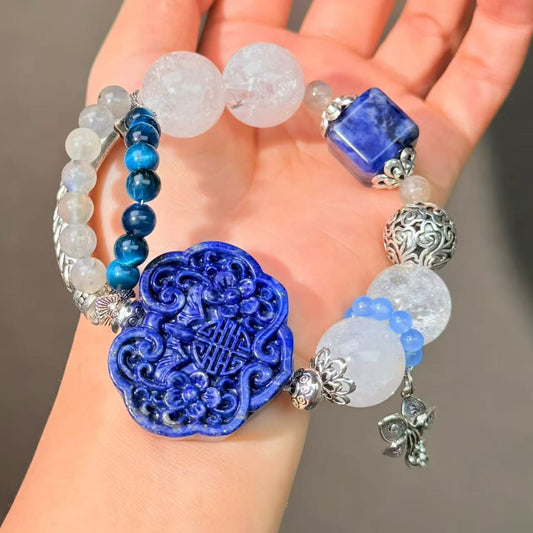 013 Lapis Lazuli Phantom Quartz Tiger's Eye High Quality Feng Shui Bracelet Magnetic Beads Fashion Jewelry Bracelet Gift