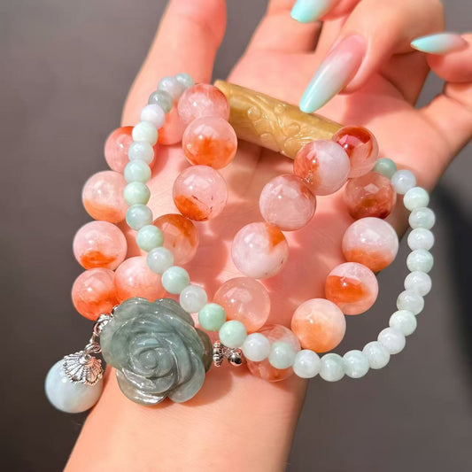017 Rabbit Hair Quartz  Jadeite bracelet energy high quality fashion jewelry magnetic beads bracelet gift