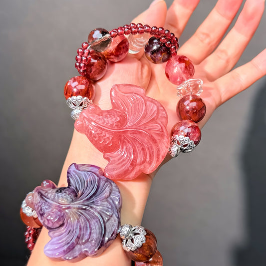 022 Hematoid Quartz Garnet Clear Quartz Bracelet 2025 Energy High Quality Fashion Jewelry Magnetic Beads Bracelet Gift