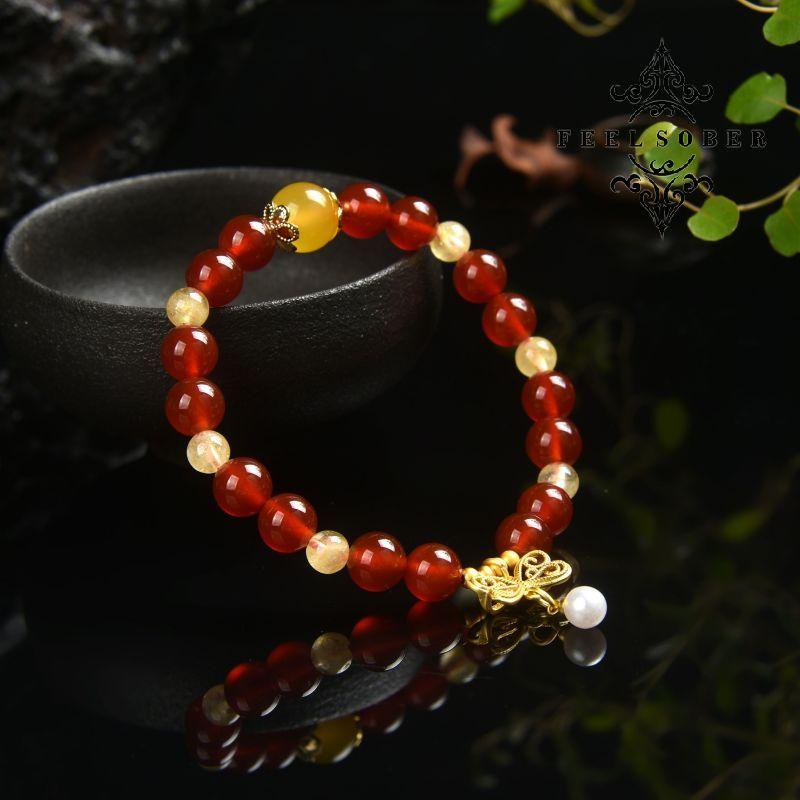 Lucky Bracelet Agate Bracelet Energy Bead Bracelet Lucky Charm Bracelet 2023 Fashion Magnetic Feng Shui 8MM Elastic Band Gift for Mom