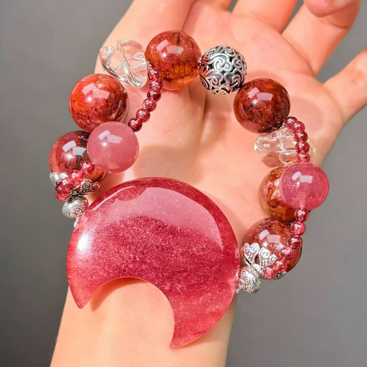 017 Phantom Quartz Strawberry Quartz Smoky Quartz bracelet 2025 energy high quality fashion jewelry magnetic beads bracelet gift