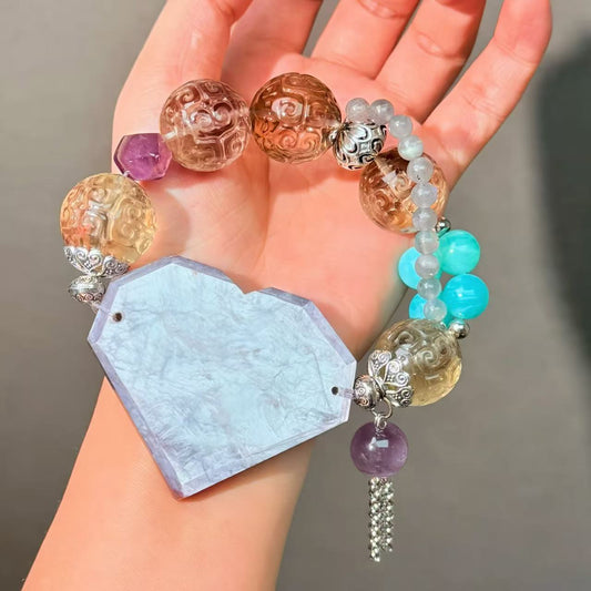 012 Smoky Quartz Lepidolite Amethyst Bracelet Energy High Quality Fashion Jewelry Feng Shui Beads Magnetic Gift