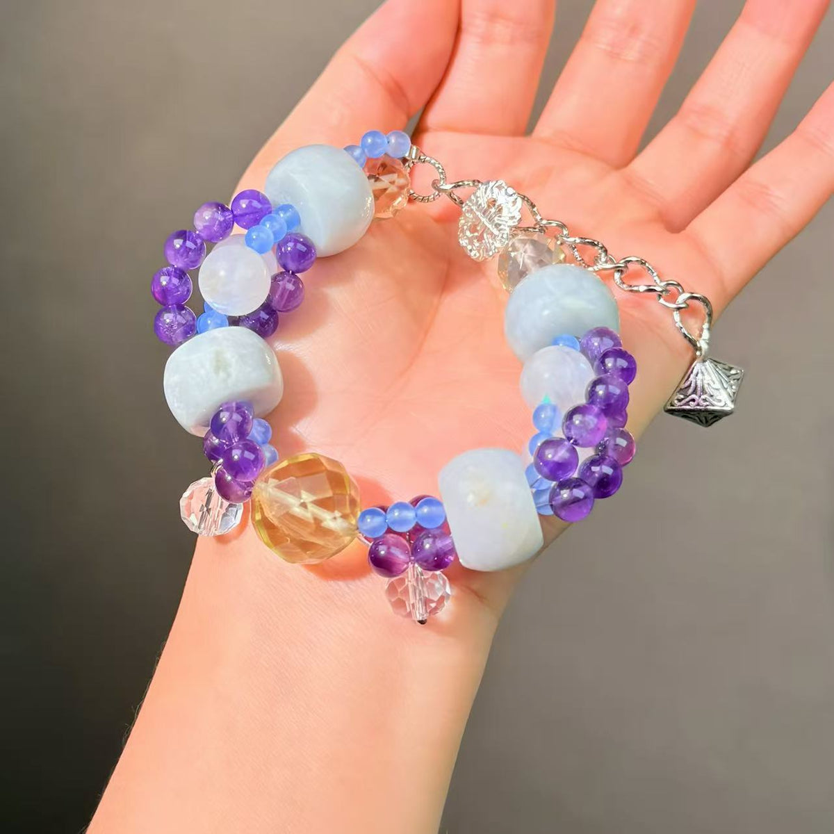 032 Jadeite Amethyst Citrine bracelet lucky charm bracelet high quality energy fashion magnetic feng shui bracelet