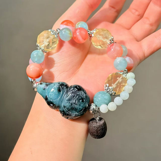 011 jadeite Citrine Aquamarine bracelet Jewelry Magnetic Feng Shui Bracelet Gift