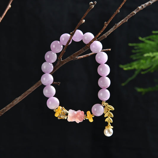 077 Kunzite Bear Bracelet lucky