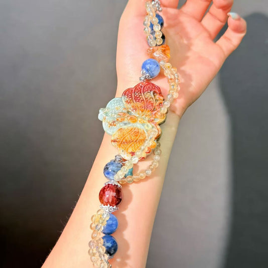 007 Jadeite Kyanite Hematoid Quartz  Bracelet Energy High Quality Fashion Feng Shui Bracelet Gift Bead Bracelet Jewelry