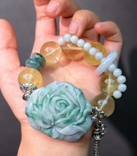 014 Citrine Jadeite Bracelet Energy High Quality Fashion Jewelry Feng Shui Beads Magnetic Gift