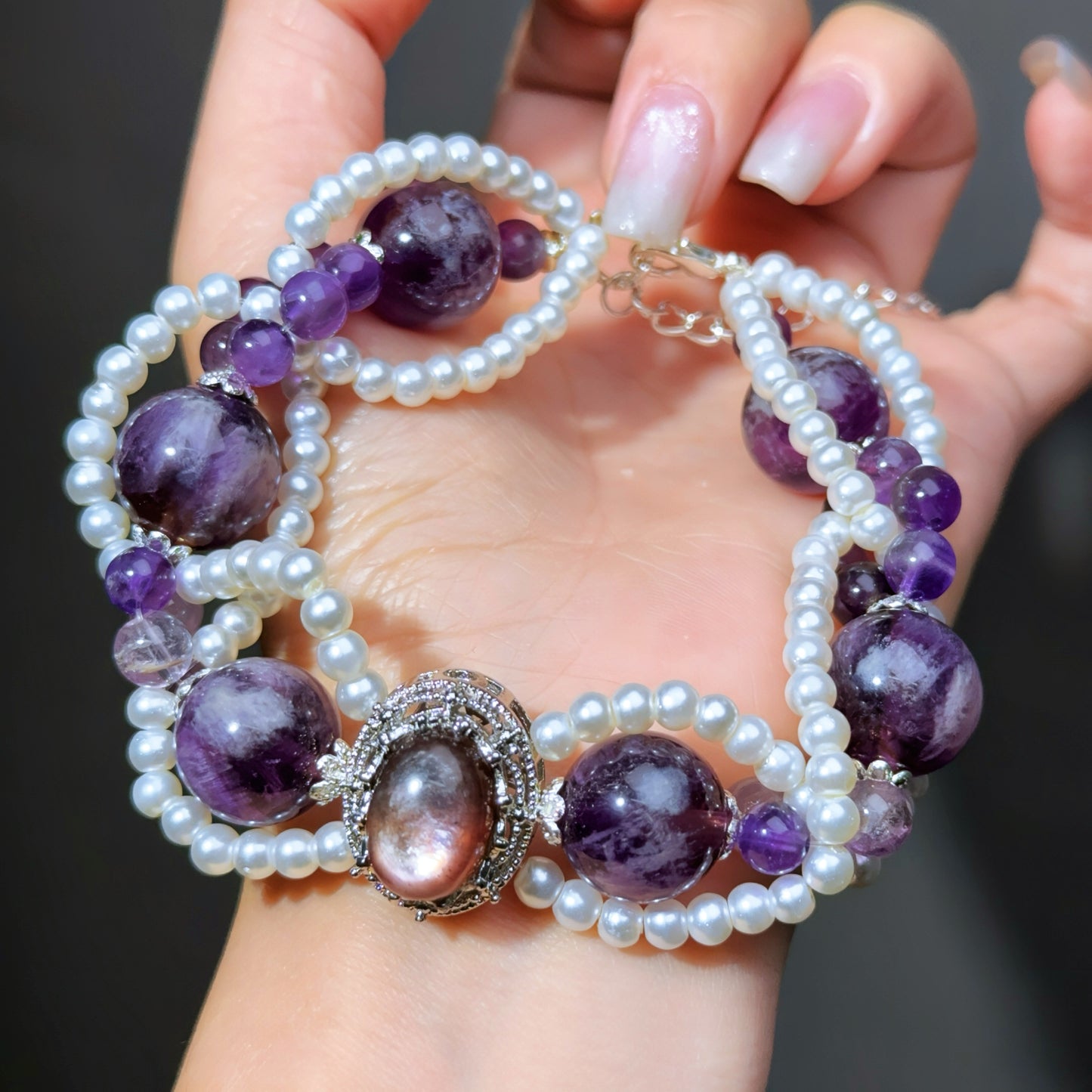 016 Phantom Q Lepidolite Amethyst Bracelet 2025 Energy High Quality Fashion Jewelry Feng Shui Bead Bracelet Gift