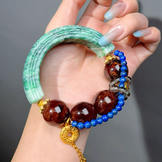 012 Jadeite Garnet Lapis lazuli Jewelry Magnetic Feng Shui Bracelet Gift