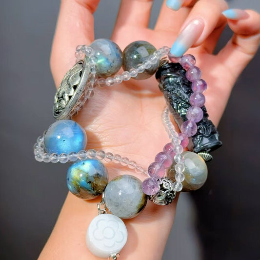 012 Labradorite Jadeite Amethyst Jewelry Magnetic Feng Shui Bracelet Gift