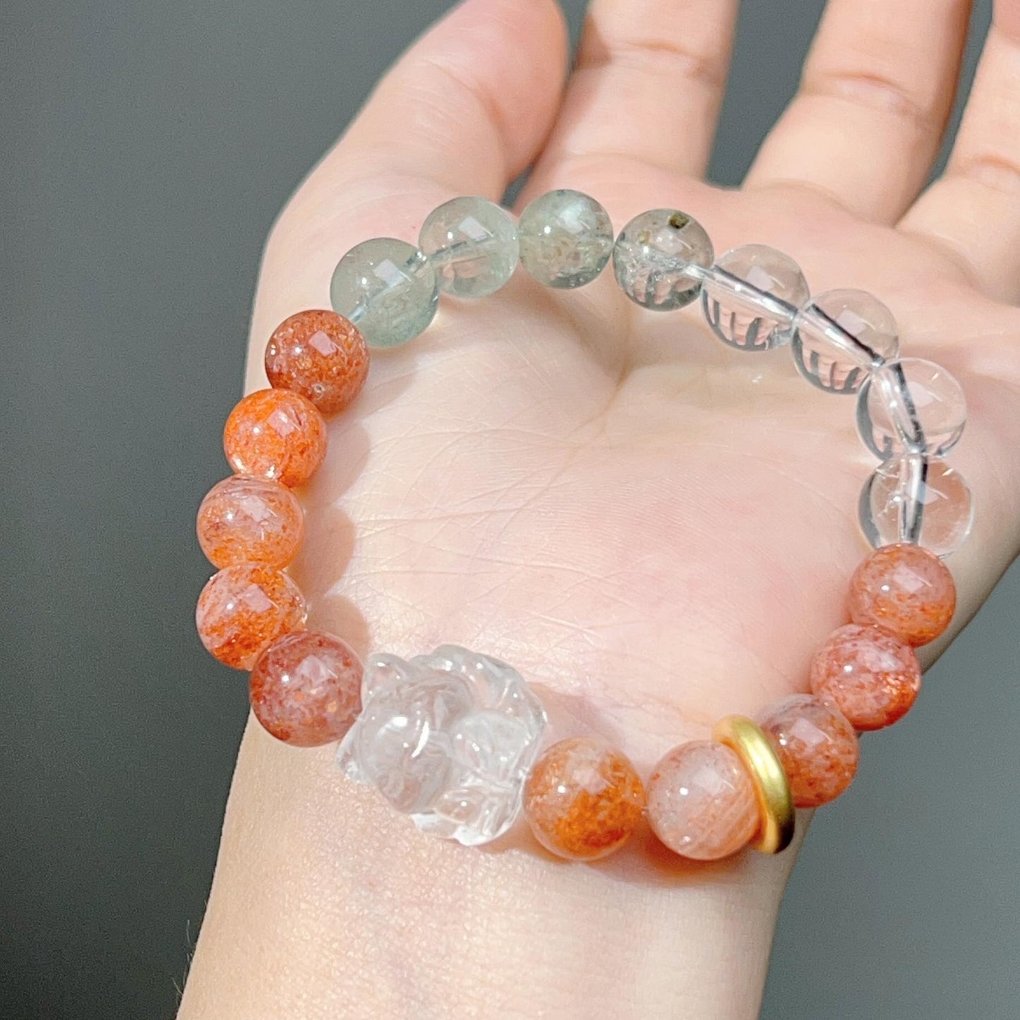 033 Arusha Sunstone Clear Quartz Bracelet Lucky Charm Bracelet 2025 Energy High Quality Fashion Jewelry Beads Feng Shui Bracelet Gift