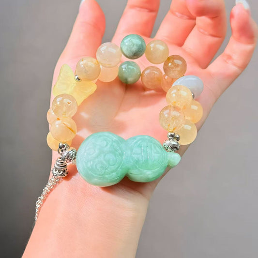 022 Rutilated Q Jadeite Serpentine High Quality Fashion Jewelry Feng Shui Magnetic Beads Bracelet Gift