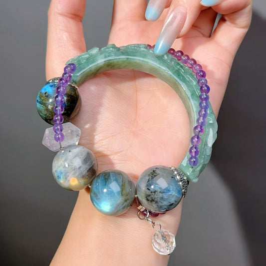 012 Labradorite Jadeite Amethyst Jewelry Magnetic Feng Shui Bracelet Gift