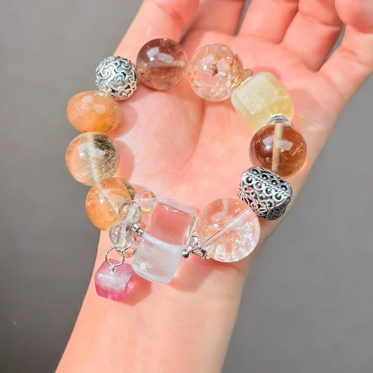 007 Herkimer Diamond Hematoid Quartz Smoky Quartz Bracelet Energy High Quality Fashion Feng Shui Bracelet Gift Bead Bracelet Jewelry