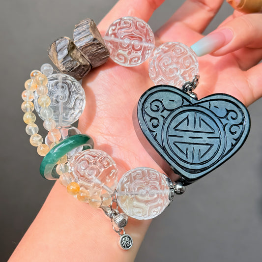 016 Clear Quartz Jadeite Herkimer Diamond High Quality Fashion Jewelry Feng Shui Bead Bracelet Gift