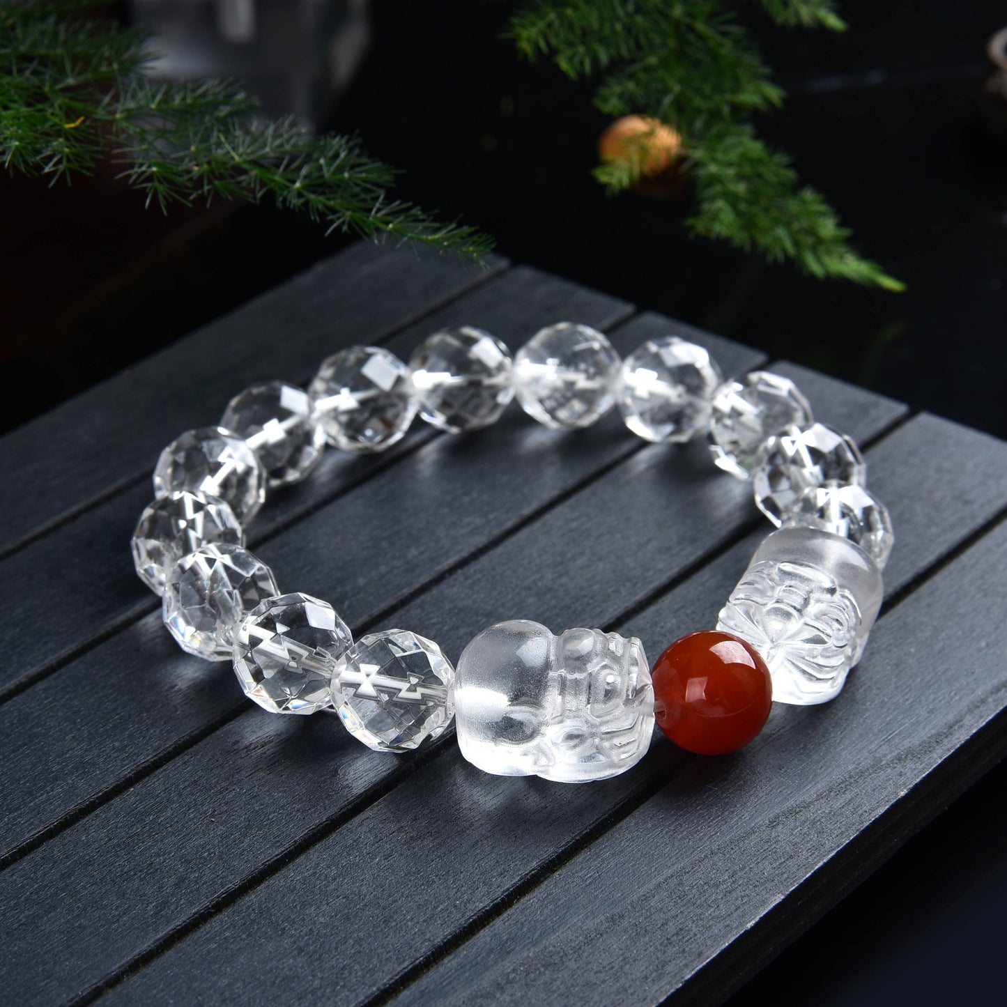 clear quartz piyao bracelet with certificate lucky charm