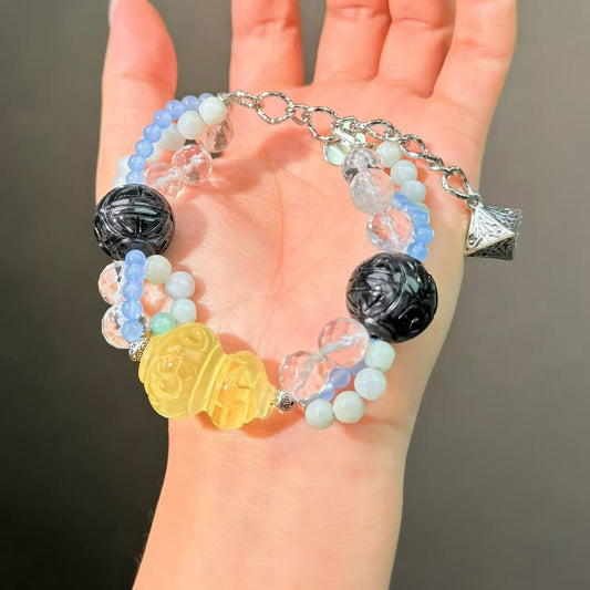 014 Citrine Jadeite Clear Quartz Bracelet, High-Quality Fashion Feng Shui Beads Magnetic Jewelry, Bangles Gift Idea