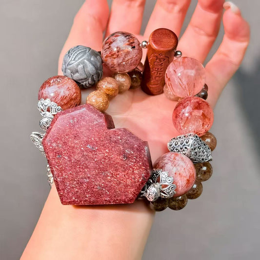 017 Garnet Super 7 Strawberry Quartz bracelet energy high quality fashion jewelry magnetic beads bracelet gift