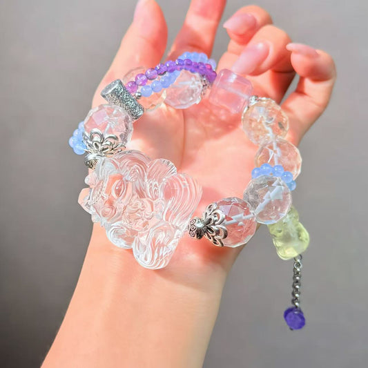 022 Clear Quartz Amethyst Citrine High Quality Fashion Jewelry Feng Shui Magnetic Beads Bracelet Gift