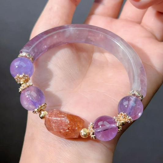 010 Amethyst Sunstone lucky charm bracelet 2025 energy high quality fashion jewelry beads bracelet gift