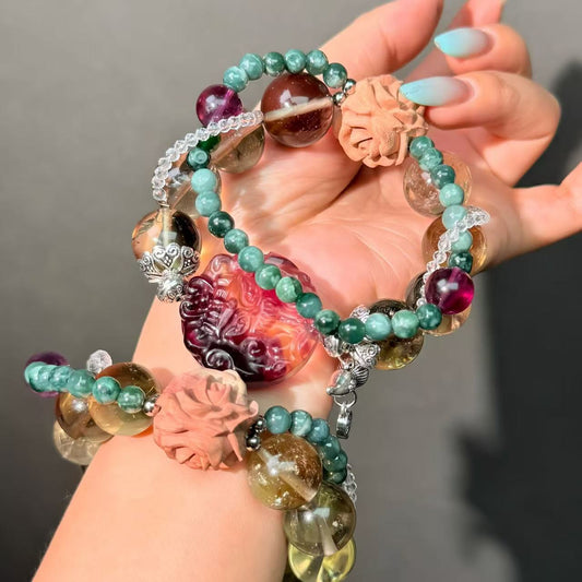 030 Citrine Fluorite Jadeite Bracelet Energy High Quality Fashion Jewelry Feng Shui Beads Bracelet Gift