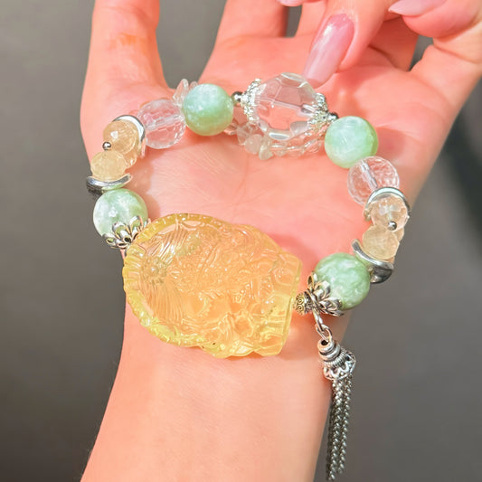 033 Clear Quartz Citrine Mica Quartz Bracelet Energy High Quality Fashion Jewelry Beads Bracelet Gift