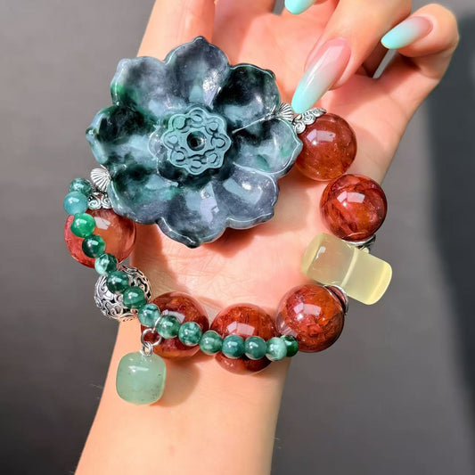 024  Jadeite Hematoid Quartz Citrine Bracelet High Quality Energy Lucky Charm Bracelet 2025 Fashion Gift