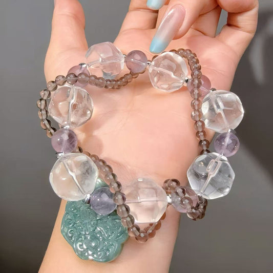 007 Clear Quartz Jadeite Amethyst Bracelet 2025 Energy High Quality Fashion Feng Shui Bracelet Gift Bead Bracelet Jewelry